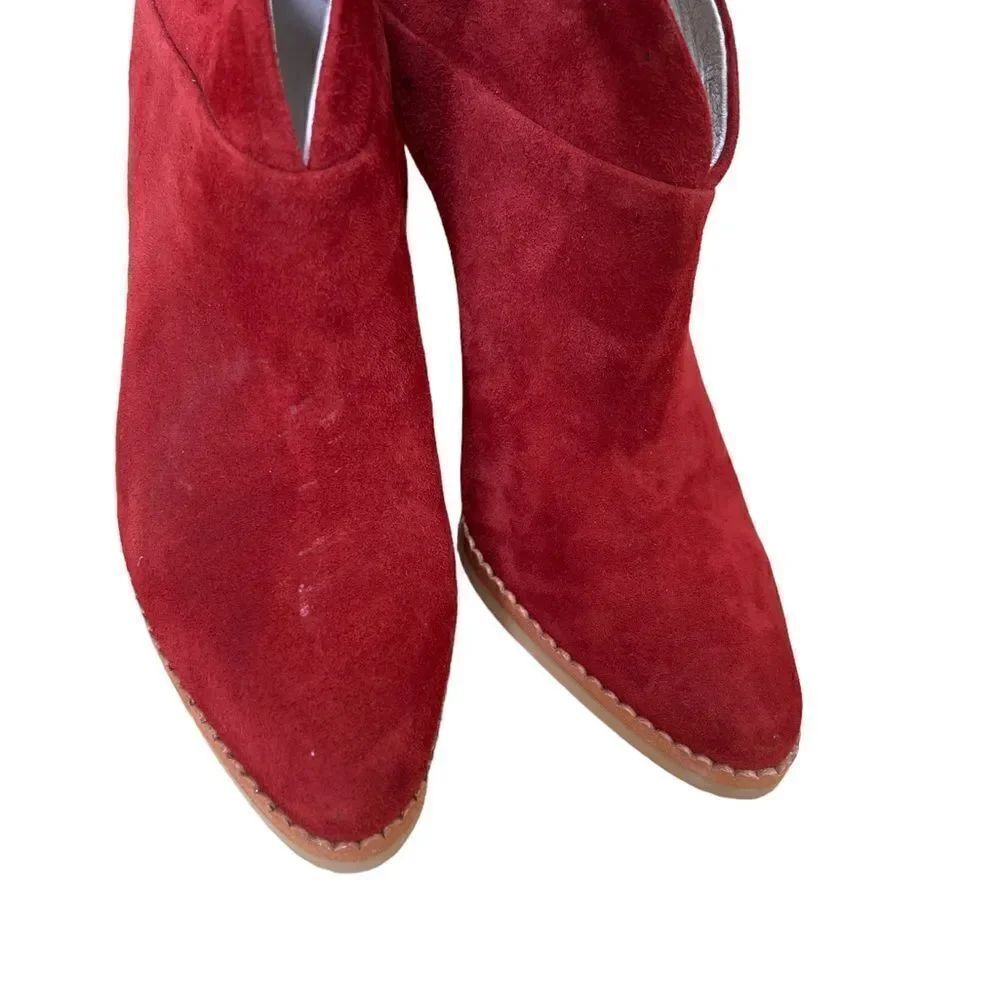 Lola Cruz Herne V Cut Zip Ankle Boot Red Suede 6.5 - Picture 3 of 8
